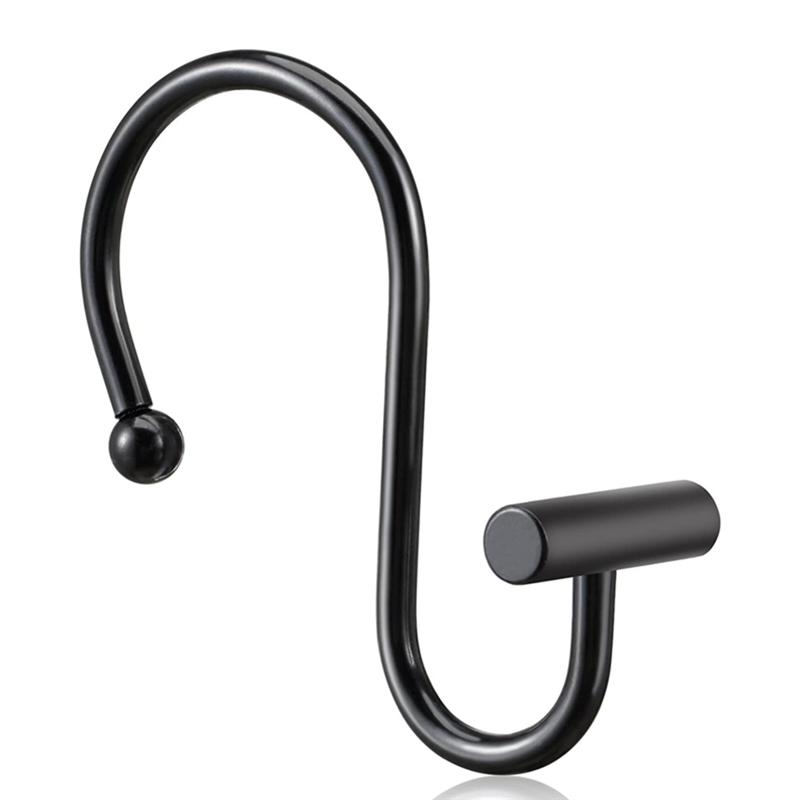 A44Z-Shower Curtain Hooks, Rust Proof Shower Curtain Rings For Bathroom,Metal Decorative Shower Curtain Hooks Hangers