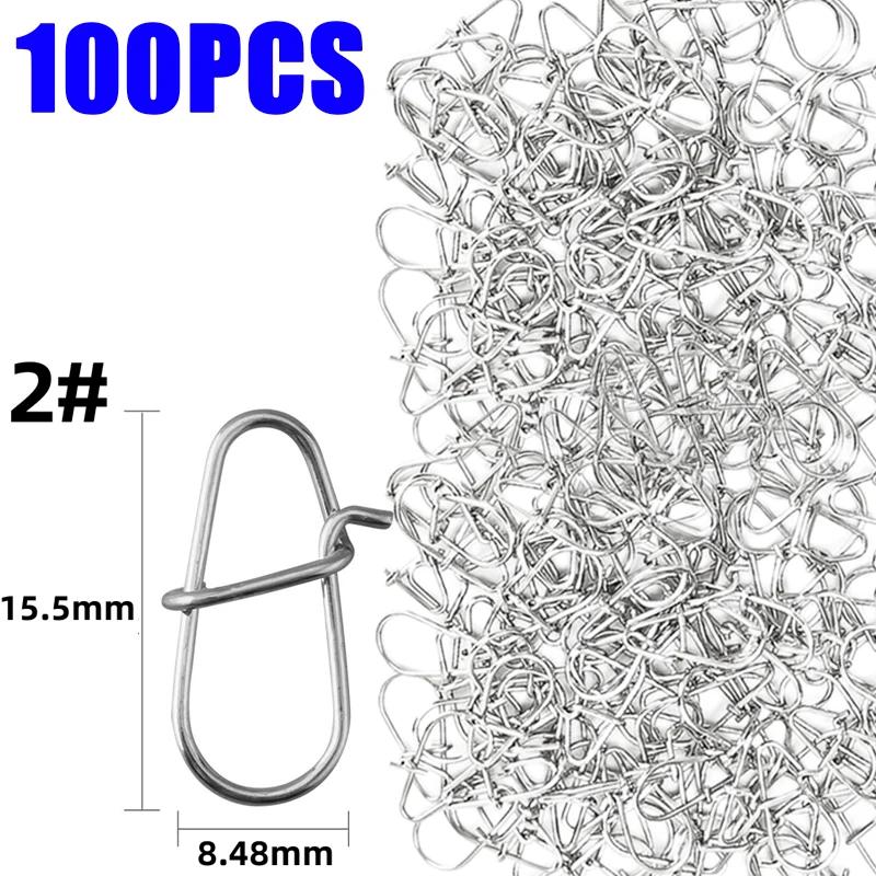 100/200PCS Stainless Steel Fishing Snap Hooked Snap Pin Fastlock Clip Accessorie Tackle for Barrel Swivel Lure Hook Fishing Tool