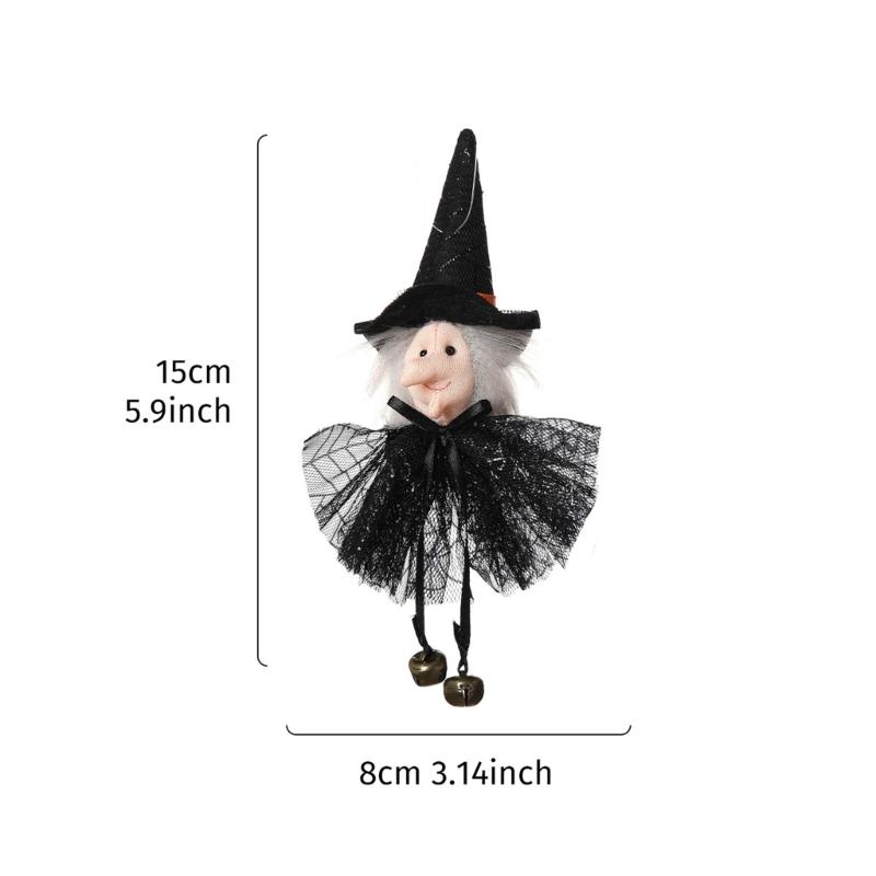 Halloween Character Hanging Ornament Set of 6 Soft Fabric Bell Figures Decoration for Entry Table Shelf Display, Indoor Gatherings and Home Room