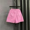 Women's Pink Wide-Leg High-Waist Denim Shorts - Summer 2026 Collection