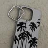 Schwarze Kokosnussbaum-Print-dünne, stoßfeste, weiche TPU-Telefonhülle für iPhone 16 Pro Max 15 Pro 14 13 12 11 Linsenschutzhülle aus mattem Leder