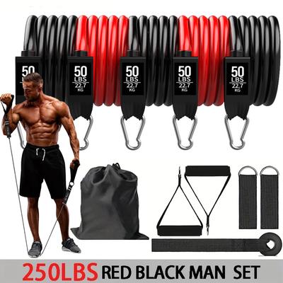 Set Fasce di Resistenza 250lbs Fasce Elastiche per Esercizio con Ancoraggio per Porta Maniglie Cinghie per Caviglie e Borsa per il Trasporto Fitness Indoor Outdoor