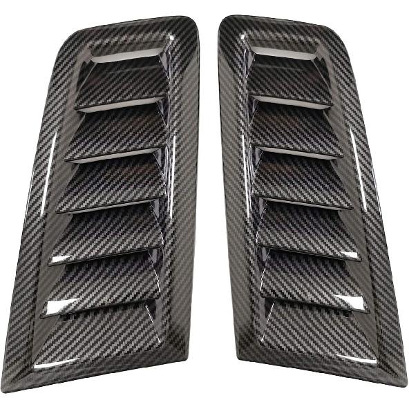 GSRECY Universal Hood Vent Scoop Kit Air Flow Intake Louvers Hood Trim Cover Compatible with Focus RS ST MK2 Style (Carbon Fiber Look)