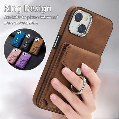 Ring Phone Case for Samsung Galaxy S23 Ultra S22 Plus S21 FE A54 A34 A14 A73 A53 A33 A13 A72 A52 A12 for iPhone 14 Plus 13 Pro 12 11 Leather Cover