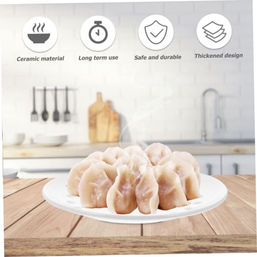 Operitacx 1-Piece Perforated Ceramic Steamer, Convenient and Practical for Home Food Steaming, Fish, and Dumplings