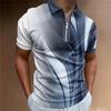 Trendy Short Sleeve Zip Polo Shirt, Casual Modern Top for Men