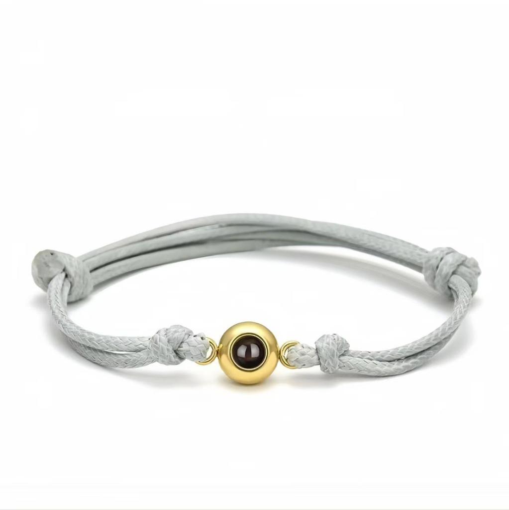 Men's Handmade Woven Bracelet: 100-Language Projection, High-End Custom Couple Accessory.