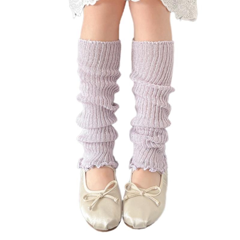 Children's Lightweight Socks Cover Leg Warmer with Ruffled Edges Macaron Color for Girls Spring Summer Wear