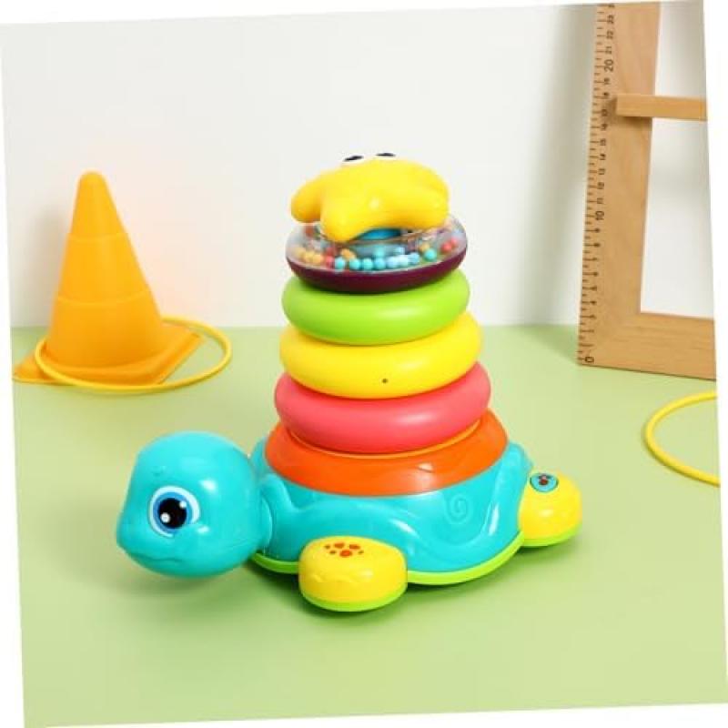 HANABASS Baby Stapelringe Spielzeug mit Licht & Ton, Musikalisches Krabbel-Lernspielzeug, Schildkröte & Ringe Pädagogisches Entwicklungsspielzeug für Jungen Mädchen