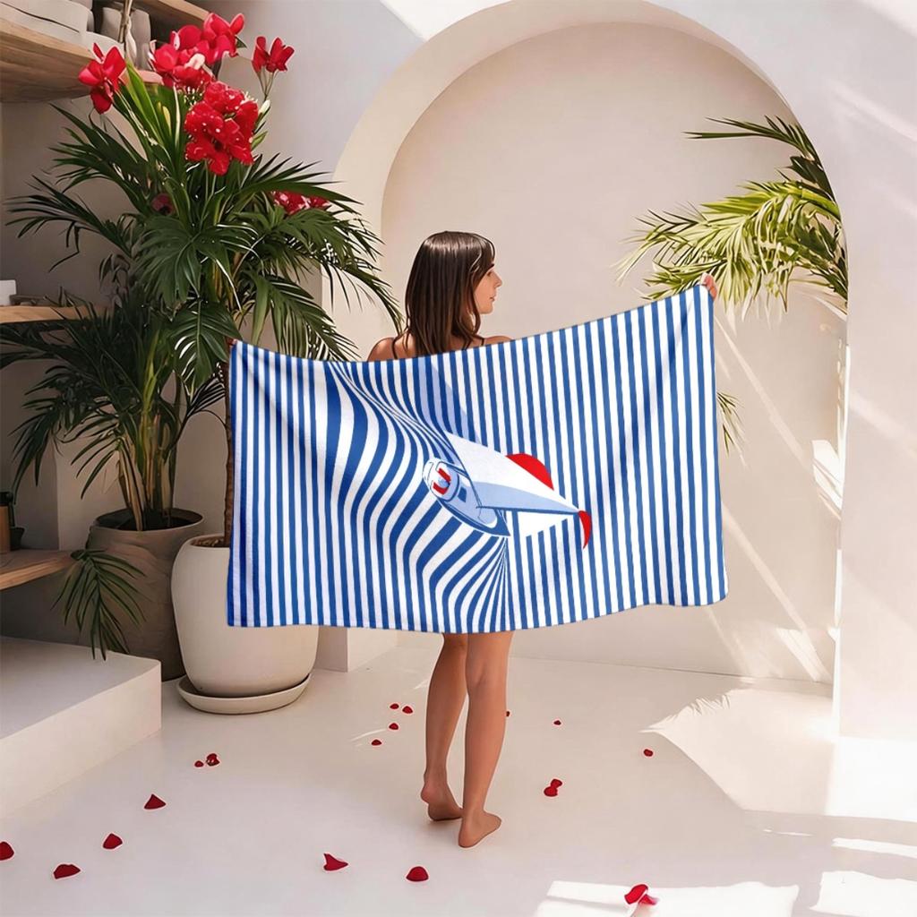 Sailboat Print Beach Towel Quick Dry Soft Lightweight for Pool Party Surfing Diving Outdoor Birthday Gift Unisex