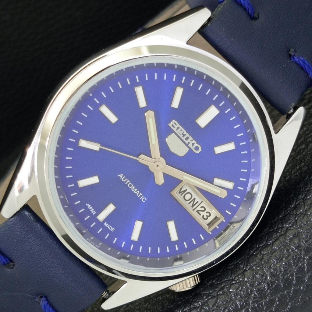 AUTOMATIC VINTAGE SEIKO 5 REFURBISHED JAPAN MENS BLUE COLOR DIAL WATCH a440576-9 Sk-a440576-1