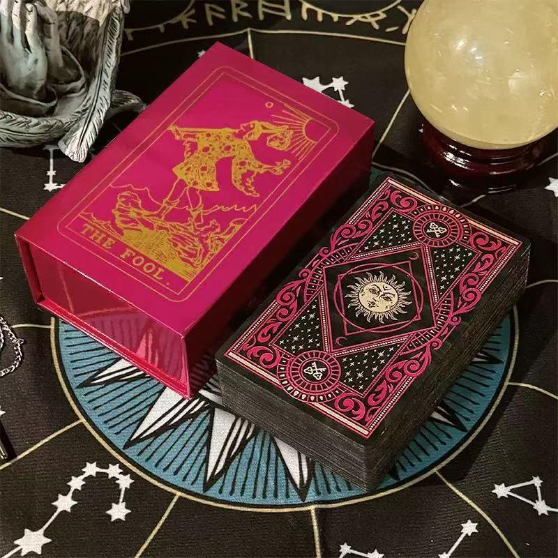 Gold Foil Waterproof PVC Tarot Cards - Color Printed Table Game with Hot Stamping