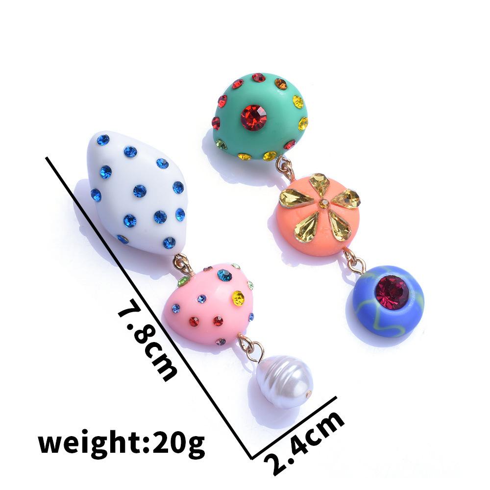 Versatile Asymmetric Earrings, Creative Color Clay Spliced Dangle Earrings For Women