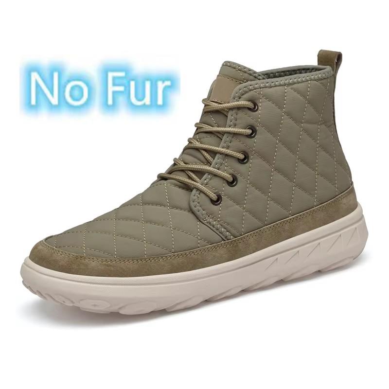 Fashion Handmade Men's Desert Winter Boots Outdoor Non-slip Walking Boots Warm Plush Fur Ankle Boots Lace-Up Canvas Treking Footwear
