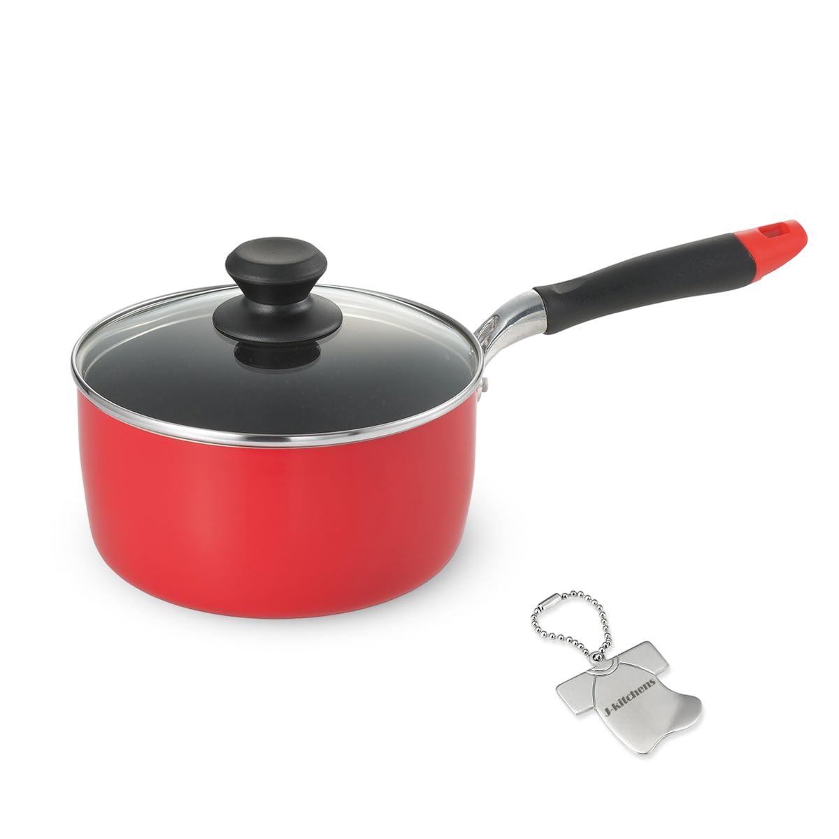 

18cm Saucepan with Tempered Glass Gas and Induction Gold Marble Fluoropolymer Original Tag Included J-kitchens Lid, Compatible, Coating,