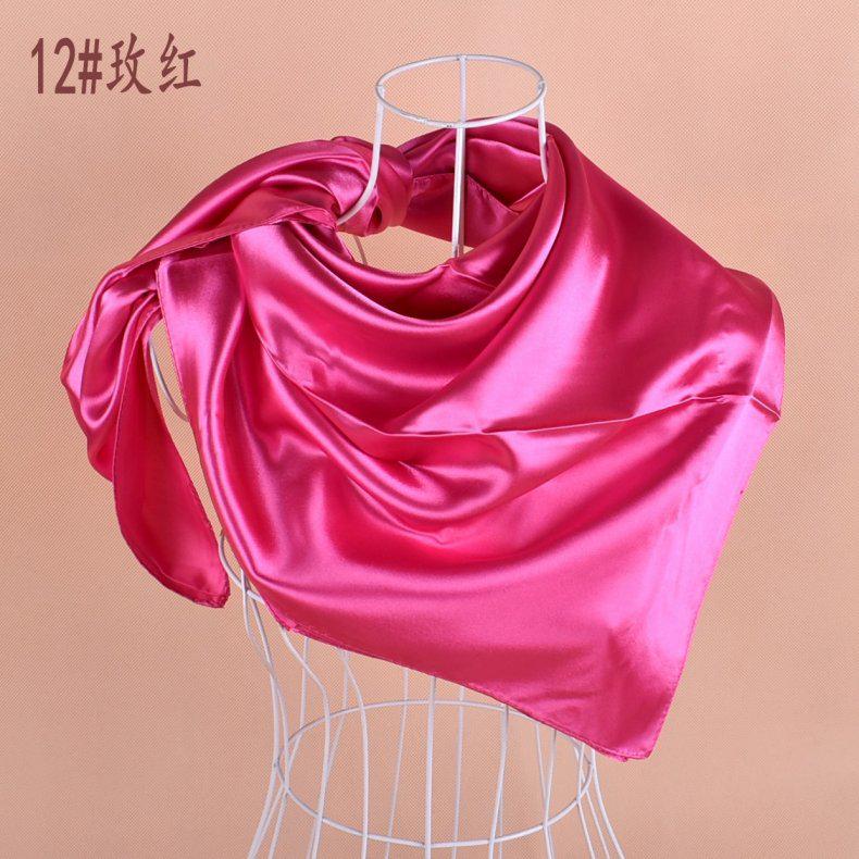 Solid Color Silk Scarf Square 90*90 Headscarf Foulard Satin Bandana Cheveux Neckerchief Hijab Accessoires For Woman Hair Scarf