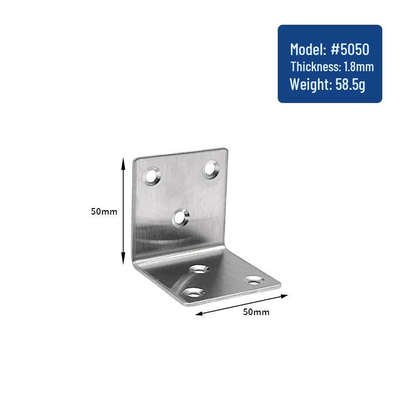 Stainless Steel 90° L-Shaped Angle Bracket for Shelf Support and Wood Board Connection