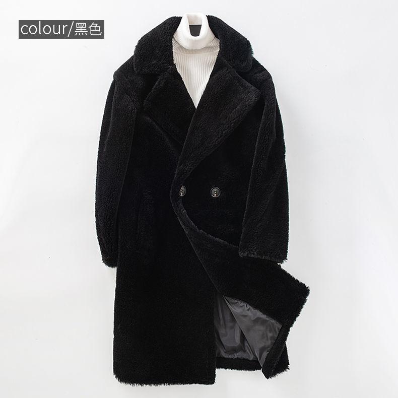 Winter New Thickened Sheep Shearing Men's Long Trench Coat Over the Knee To Keep Warm Imitation Fur Coat Wool Coat