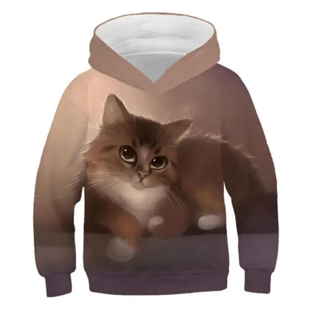 New Boys Girls 3d Animal Print Sweatshirt Kids Cartoon Wacky Fuzzy Cat Explore Space Galaxy Children Harajuku Hoodies Tops