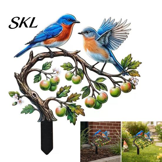 Lebhaftes Vogelornament für Rasen-Erdspieß, Und Obstbaumform, Wasserdichte Beschichtung Verdicktes Rostbeständiges Metall Hofkunst Eisen Außen-Blumenbeet