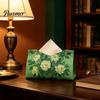 Decorative Paper Dispenser Leather Tissue Box Cover, Foldable Desktop Organizer, Oil Painting Style Napkin Holder Case, Space Saving Organizer Facial