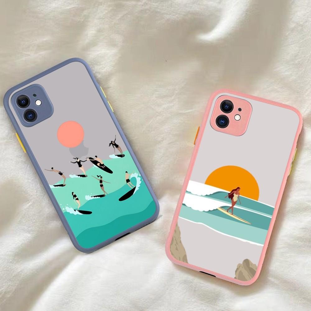 

Beach surf girl Phone Case for iPhone 14 11 12 13 Mini Pro Max 8 7 Plus X XR XS MAX Translucent Matte Cover