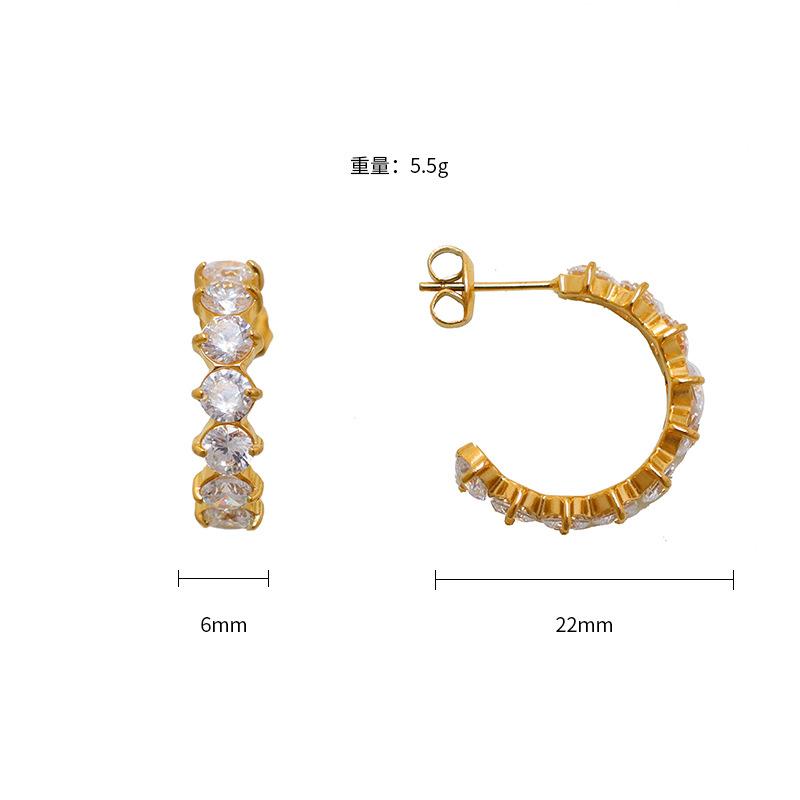 

Earrings Spice Girl Personality Fashion Light Luxury 316 Material Design Temperament Advanced Sense Plated Real Gold Earrings