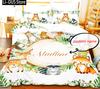 Set Copripiumino Personalizzato con Nome Animali della Foresta a Cartoni Animati Set Biancheria da Letto Singolo Matrimoniale Queen King Per Bambini Ragazze Ragazzi Regali di Compleanno Matrimonio