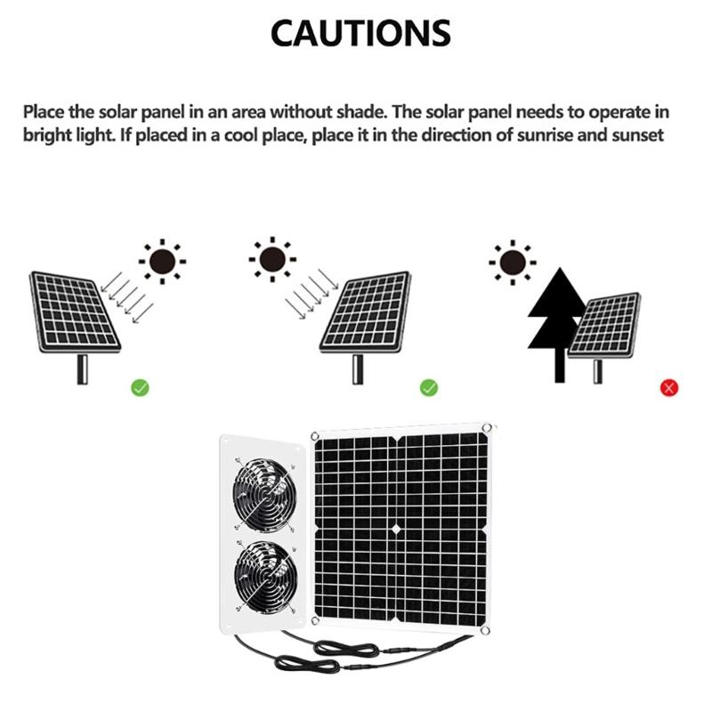 25W 12V Monocrystalline Solar Panel With Double Cooling Fan For Efficient Energies Conversion And Plastic Construction