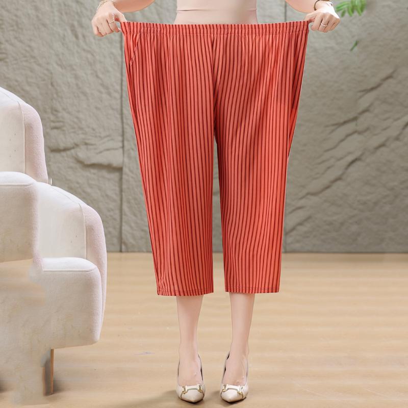 Women's Plus Size Summer 2-Piece Outfit, Ice Silk Casual Top & Capri Pants Set (3XL-7XL)