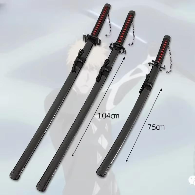 104cm Kurosaki Ichigo Samurai Sabre Anime Bleach Cosplay Custom Prop Ninja Blade Real Size Japanese Katana Swords Kid Toys Gifts