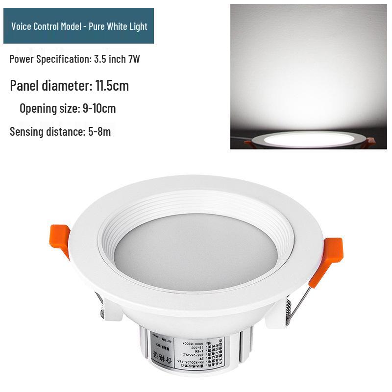 Infrared Motion Sensor Recessed Downlight with Sound Control, 3-inch Ceiling, 4-inch Cut-out Spotlight for Aisles.
