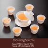 High-Grade Mutton Fat Jade Rotating Lid Bowl and White Porcelain Teapot Set