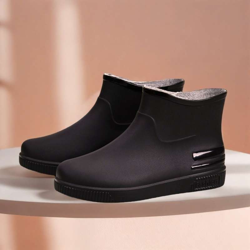 Fashion rain shoes water shoes women's adult warm waterproof non-slip velvet kitchen short rubber shoes rain boots cover shoes water boots