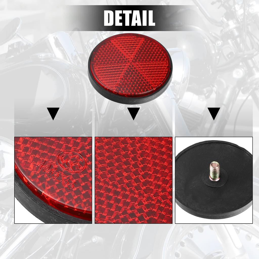 uxcell 4pcs Universal Round Red Front Lower Fork Reflector Sticker Rear Saddlebag Reflective Cover with 6mm Screws