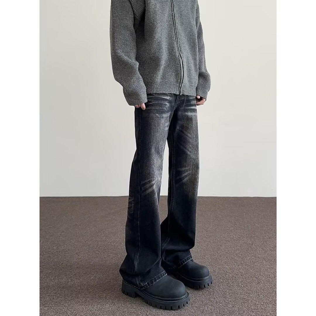 

JYL Men s Flare Jeans American Vintage Spring High-Street Washed Cleanfit Denim Pants 2XL амарантовий