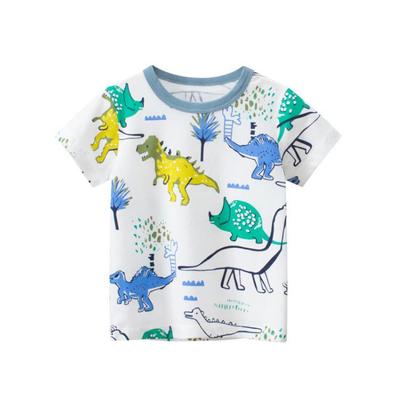 27kids Summer Dinosaur Cartoon T-Shirt: Korean-Style Short Sleeve for Children