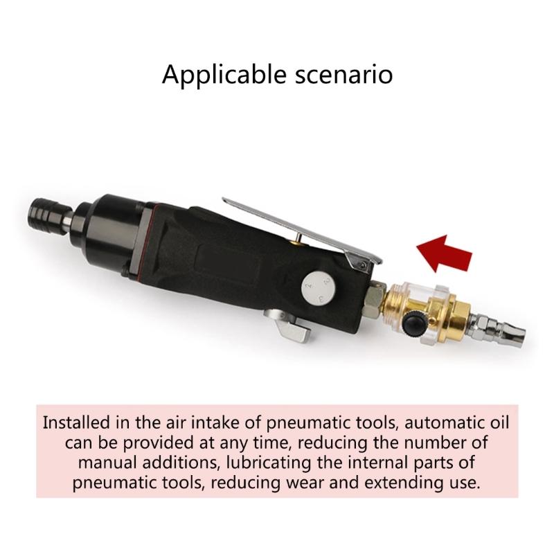 Professional In-Line Oiler 1/4inch Mini In-Line Oil Lubricants Energy Efficiencies for Air Tool & Air Compressors Pipe