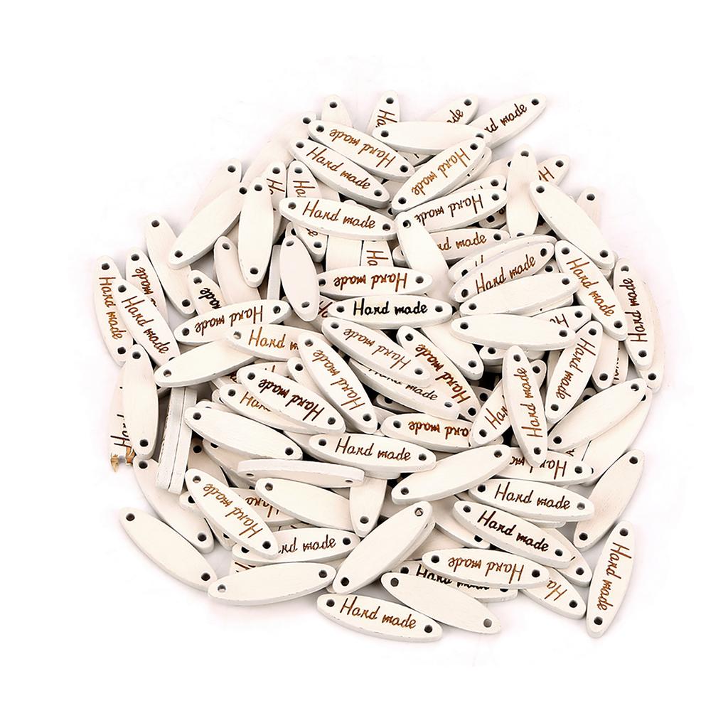 100 STÜCKE Oval Holz Handgemacht 2-Loch Knöpfe Etikett Anhänger Nähen DIY Scrapbooking Basteln