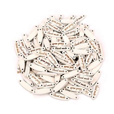 100PCS Oval Wooden Handmade 2-Hole Buttons Label Tag Sewing DIY Scrapbooking Crafts