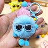 Mignon Cartoon Loutre Lapin Fourrure Lunettes Pendentif Porte-clés Ornement