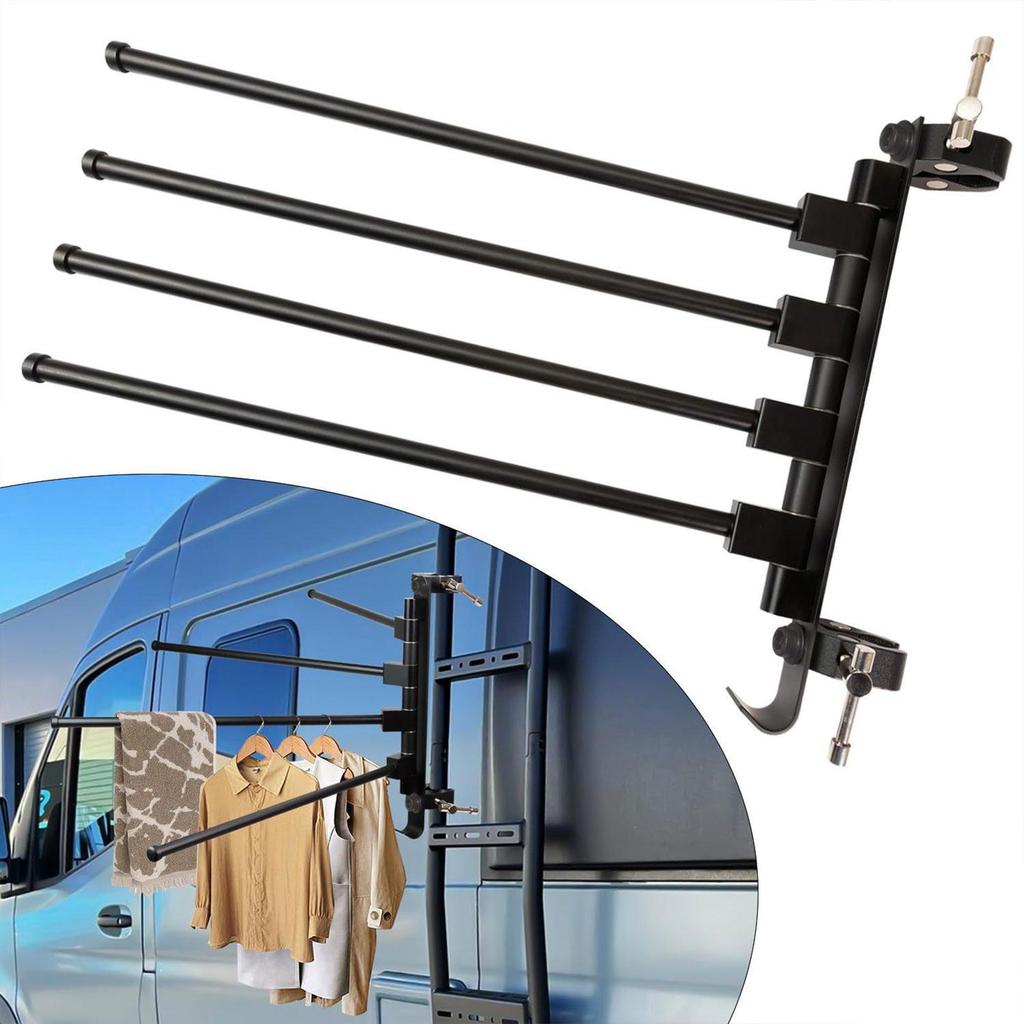 Laundry Drying Rack Aluminum Alloy Heavy-Duty Hanger RV Ladder-Mounted Clothes Drying Rack For Campers Trailer Travel Hotel