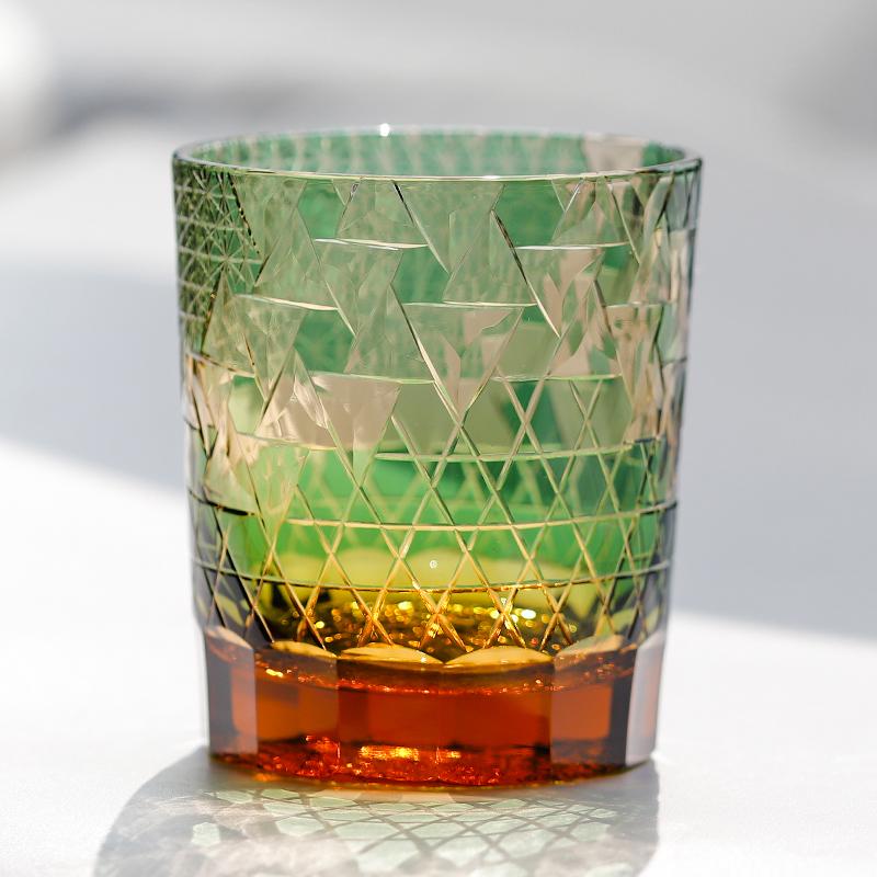 Edo Kiriko Drinking Glass Old Fashioned Crystal Whisky Cup For Scotch Bourbon Hand Cut Design Cocktail Glass With Gift Box 1PC