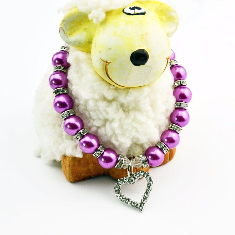 Fashion Pet Puppy Dog Cat Piggy Pearl Necklace Pet Accessories Love PendantPets Dogs Cats Collar