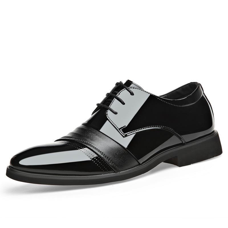 

2025 новые кожаные туфли мужские деловые кожаные туфли мужские туфли на шнуровке с низким голенищем из лакированной кожи мужские туфли с тремя суставами корейская версия остроносые свадебные туфли 44 чёрный
