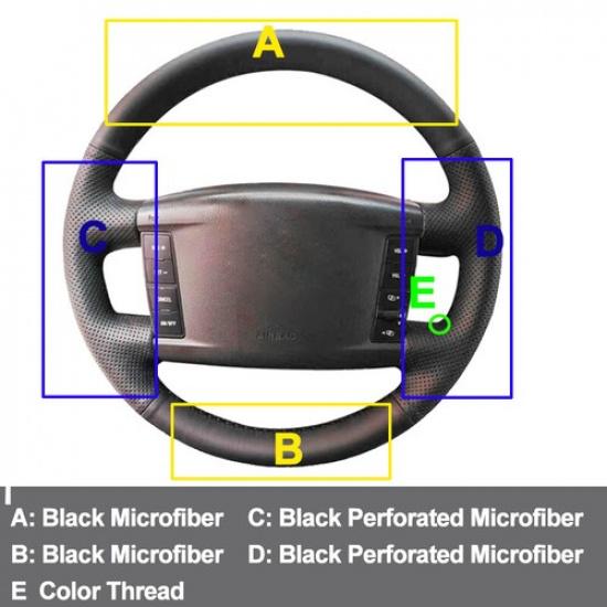 Hand Sewing Car Steering Wheel Cover For Volkswagen VW Touareg Phaeton 2002-2010
