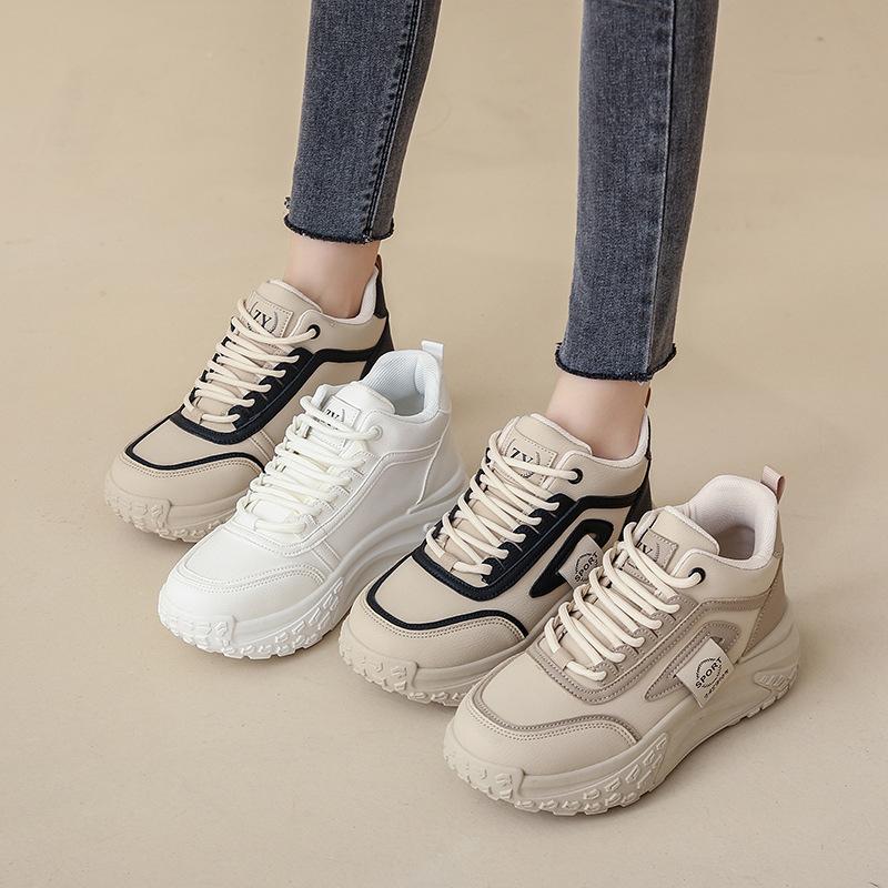 ins Korean version of thick-soled high-top dad shoes 2025 autumn new student running height-increasing casual sports shoes