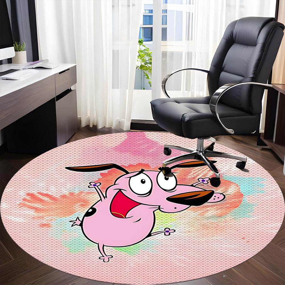1 Stück Mutig, der feige Hund Büro Runder Teppich, Schlafzimmer Wohnzimmer Heimdekoration, Zimmer Deko, Offic a1016069