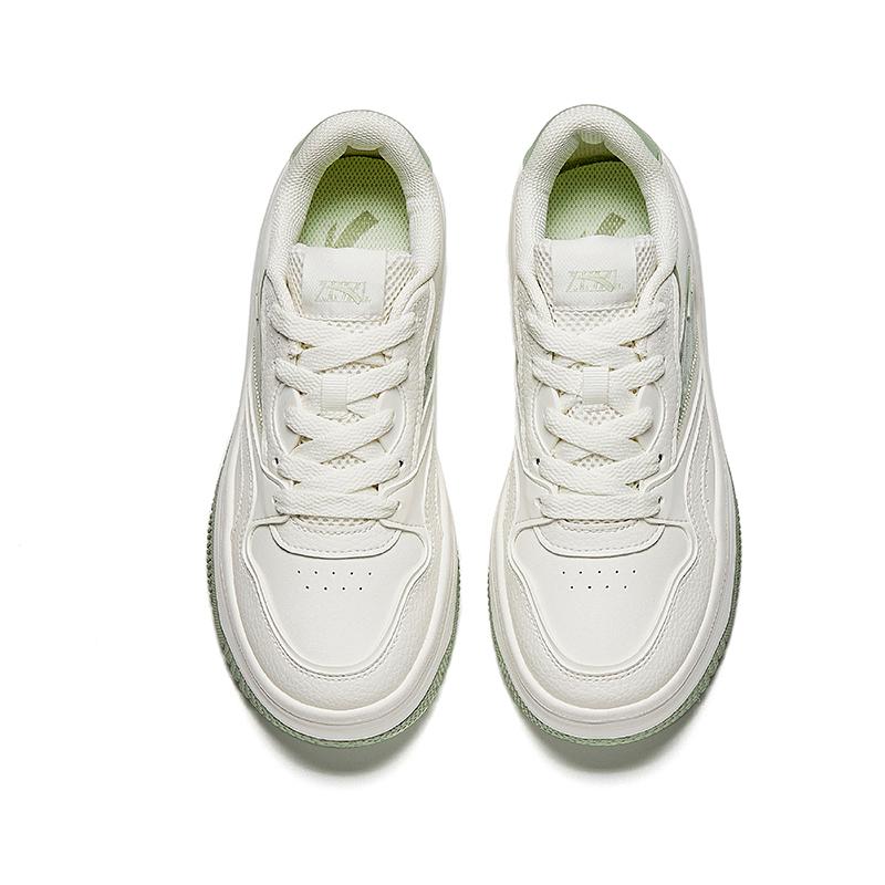 Anta Street Fun 2 Trendy Casual Slip Resistant Wear Resistant Lightweight Increased Height Low Top Skate Shoes Women sneaker White Green 922618077F-11