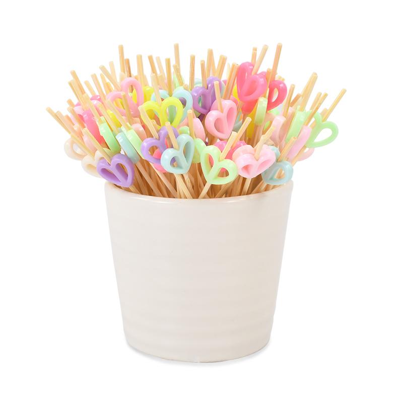 100 Stücke Herz Lebensmittel Obst Zahnstocher Cocktail Picks Bambus Spieße Cupcake Gabel Stick Hochzeit Geburtstag Party Dekoration Lieferungen